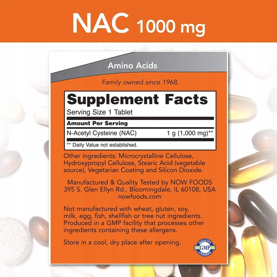 NOW Foods NAC N-acetyl l-Cystein 1000mg - 120 Vegane Tabletten - Bild 3 von 3