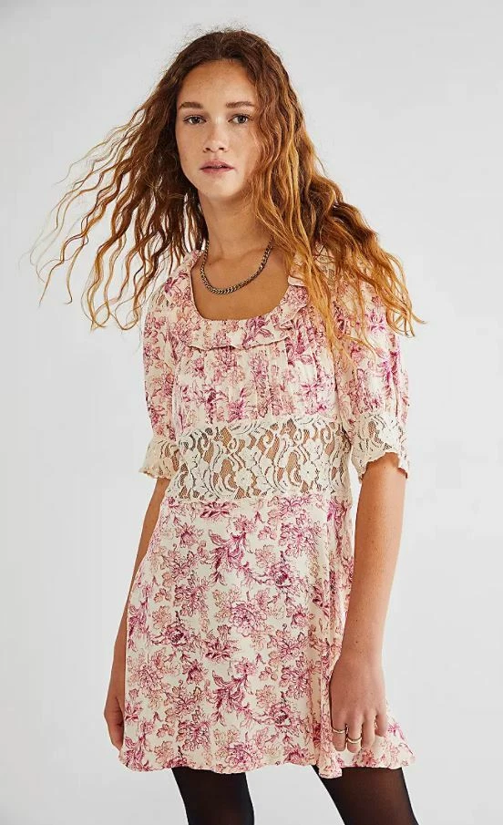 Free people pink lace clearance dress