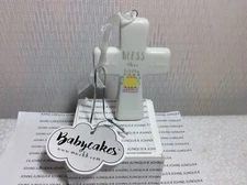 WHITE CROSS New with Tag Ceramic BABYCAKES “Bless This Little” Hanging Baby Gift