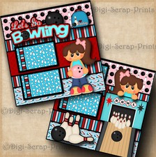 LETS GO BOWLING premade scrapbook pages paper piecing GIRL DIGISCRAP A0107
