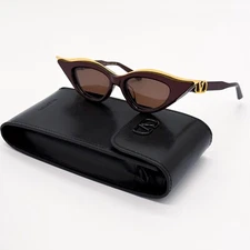 NEW VALENTINO V-GOLDCUT VLS-114B BORDEAUX WOMEN CAT EYE SUNGLASSES VALENTINO