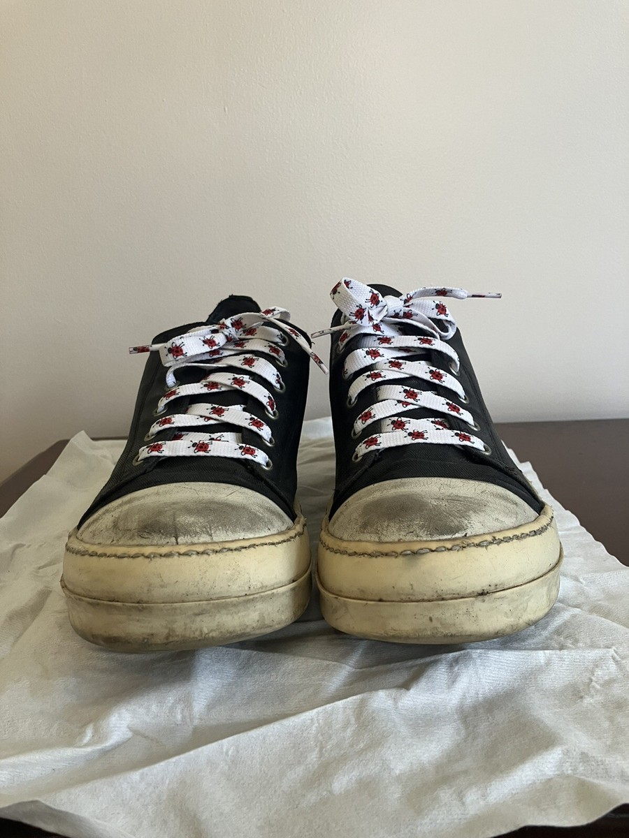 Rick Owens Men's 43 Waxed Canvas Low Ramones Sneakers