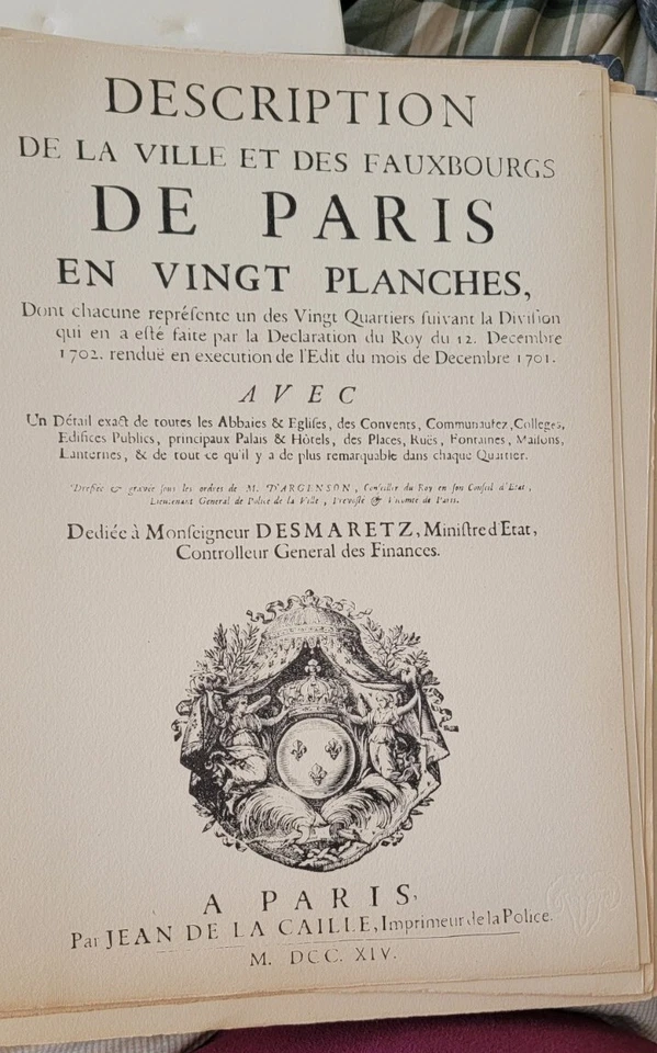 1967 Ltd Reprint Of 1714 De La Ville Et Des Fauxbourgs De Paris - Paris Maps - Image 3 of 4