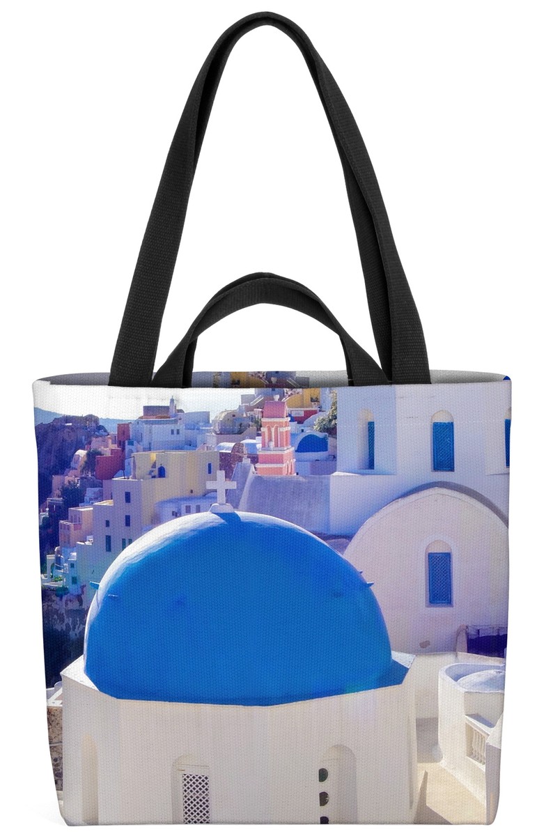 Santorini Tasche Griechenland Urlaub Insel Blaue Dächer Reise Meer