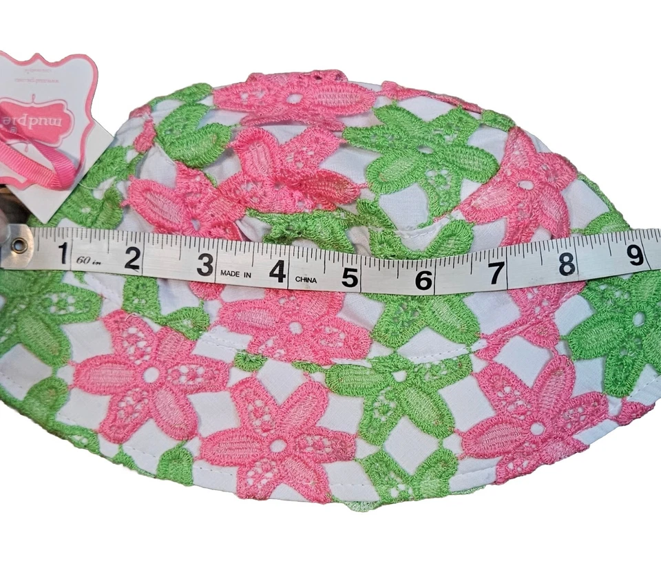 💜🩷Barro PieRosa/Verde Floral Bordado Bebé Niña Infante Sombrero Talla Única 💜🩷 Foto 2 de 4