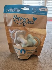 Dr Brown's Happy Paci 0-6m Pack of 3 Silicone Pacifiers Baby White Gray Green