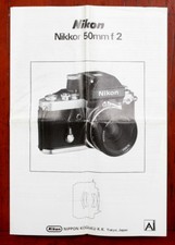 NIKON 50MM, F2 NIKKOR AI INSTRUCTION BOOK/164833