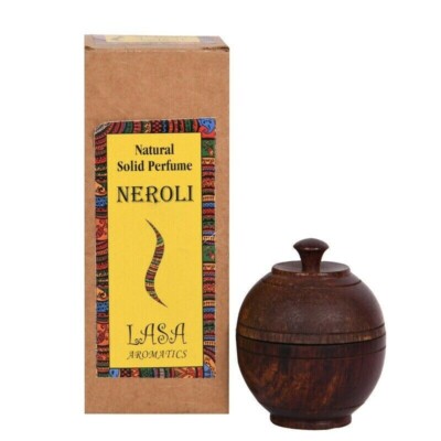Lasa Aromatics Natural Solid Body Perfume Oil Neroli Long Lasting Wooden Jar 6g