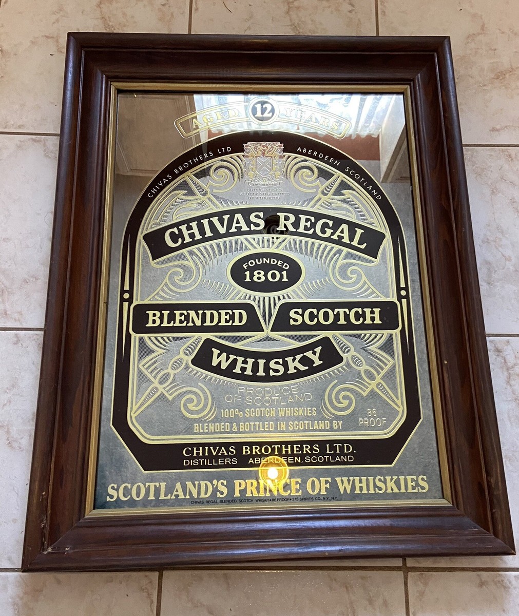 LG. Vintage Chivas Regal Blended Scotch Whiskey Bar Mirror
