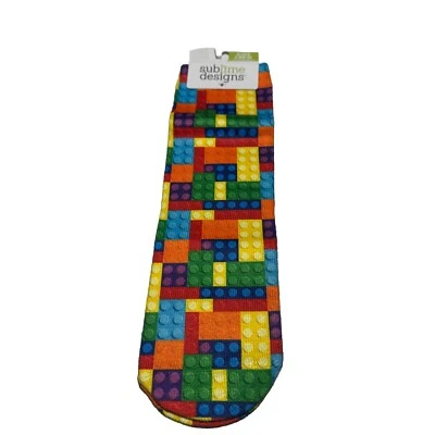 Sublime Designs Kids Crew One Size Fits Most, Lego Blocks Socks, Shoe Size 11-4