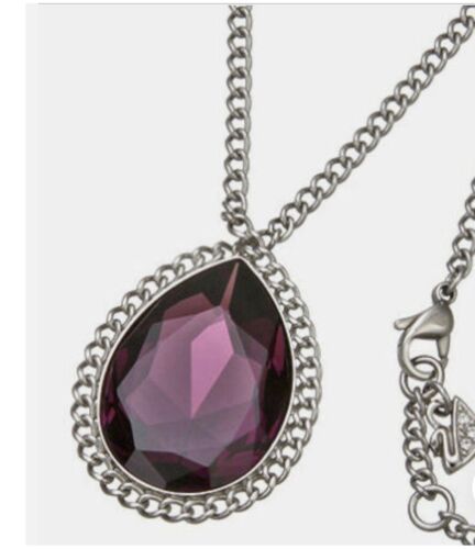 Genuine Swarovski Purple Teardrop Pendant Large Faceted Stone