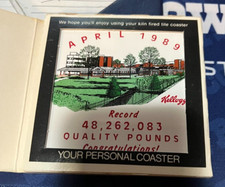 KELLOGG'S----CERAMIC TILE COASTER--BATTLE CREEK PLANT--48,262,083 POUNDS---1989