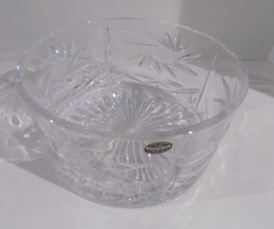 Bohemia Crystal Bowl 24% PBO Lead Crystal Hand Cut Czechoslovakia