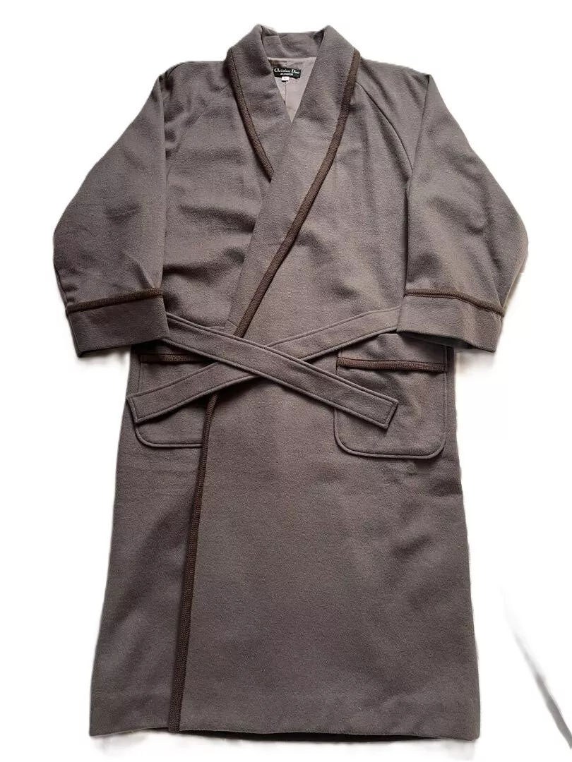 Manteau long Christian Dior laine cachemire marron robe ceinturée motif poche taille L