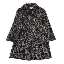 Edina Ronay Black Abstract Vintage 90s Button Rain Coat Women's Size L