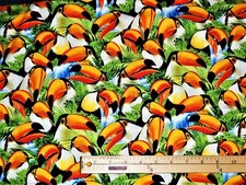 Curtain Valance Toucan Bird Tropical Jungle Island Paradise Waterfall Leaves