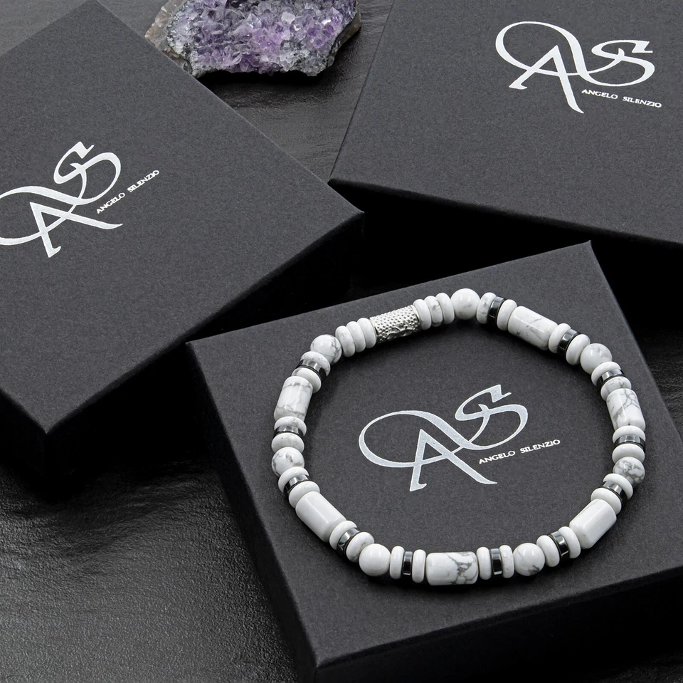 Perlenarmband White Turquoise Perlen 6mm DB 925 Sterling Silber Bracelet - Bild 4 von 4