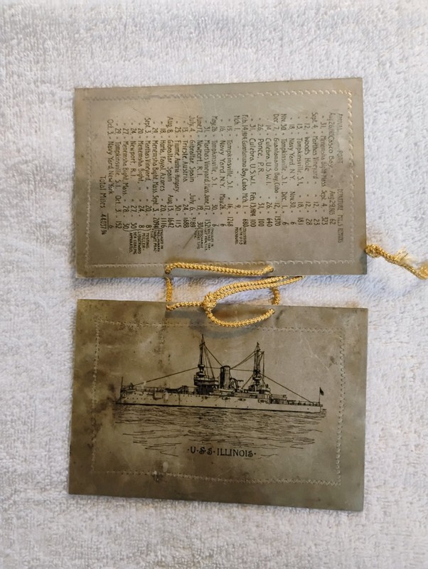 Rare Vintage Tin Lithograph Souvenir Itinerary Of The USS Illinois.