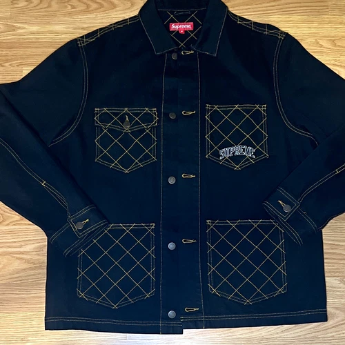 Supreme Men's Black Denim Diamond Core Button Jacket Size M - product listing photo