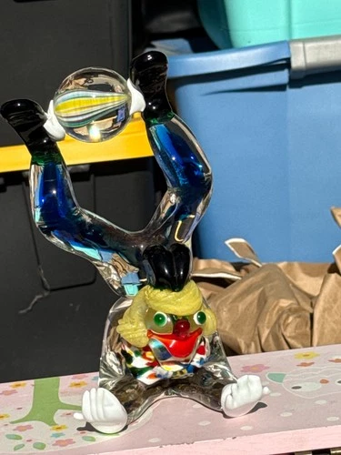 vintage hand blown murano art glass clown