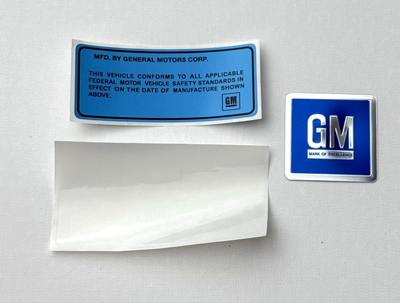 69-72 Fits GM DOOR JAMB DECAL SET VIN DECAL + GM DECAL CORRECT