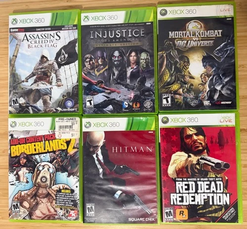 Microsoft Xbox 360 6x Game LOT Injustice Assassin's Creed Red Dead Redemption