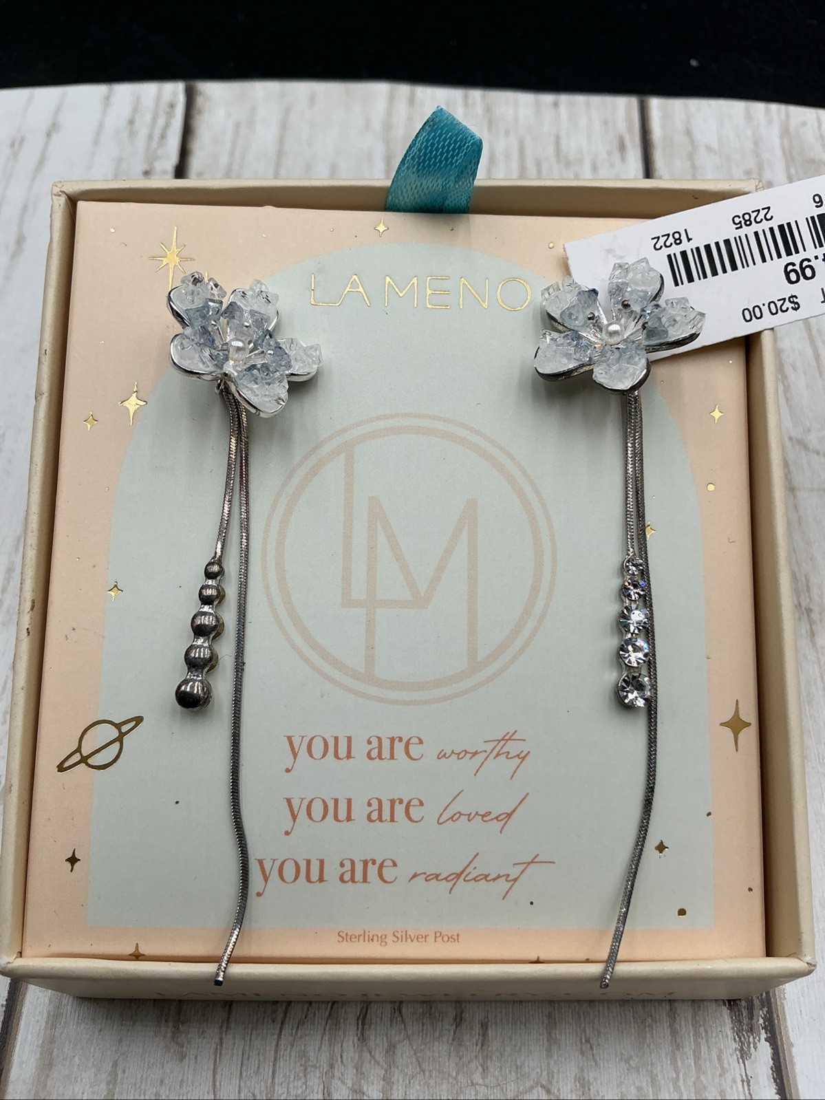 Elegant La Meno Floral Sterling Silver Post Dangle Earrings