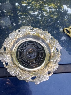William Adams A Towle Co Vintage Weinuntersetzer Silber Teller Weinrebe Design 7'' 