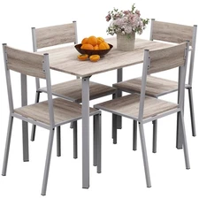 HOMCOM 5 Piece Modern Rectangular Dining Room Table Set with 4 Metal Frame