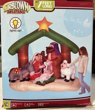 New 7 FT Long Light Up Christmas Inflatable Nativity Set Christmas Outdoor Scene
