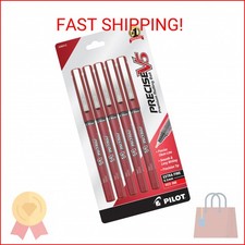 Pilot Precise V5 Rollerball, Extra Fine Point 0.5 mm Red Pens, Pack of 5