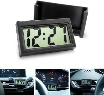Car Dashboard Mini Digital Clock with Clear LCD Screen, Battery O Color: Black
