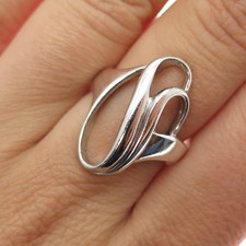 925 Sterling Silver Vintage Modernist Swirl Ring Size 6.75