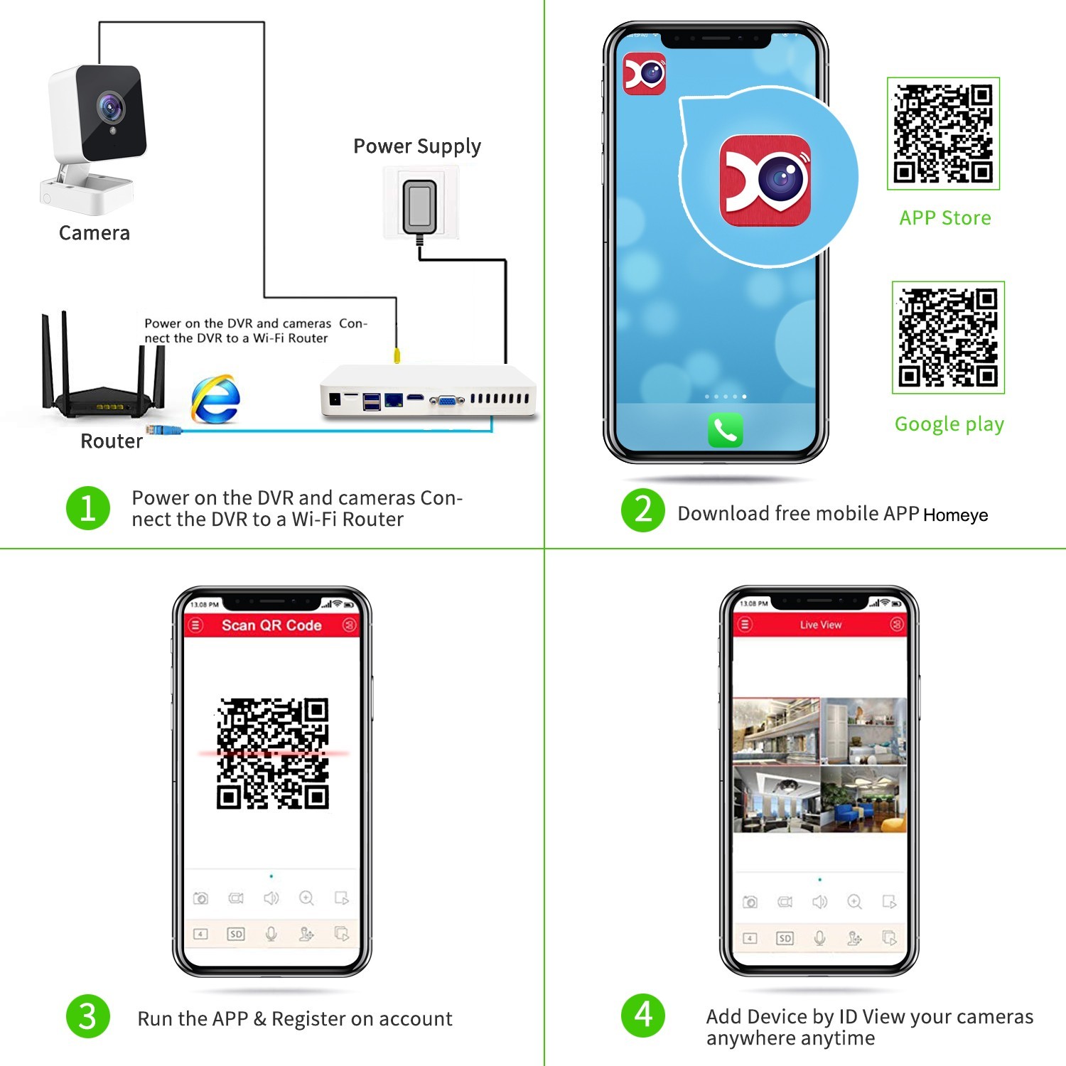 XVIM 1080P HDMI 8CH CCTV DVR Outdoor IR Night Security Camera System 8PCS 2MP