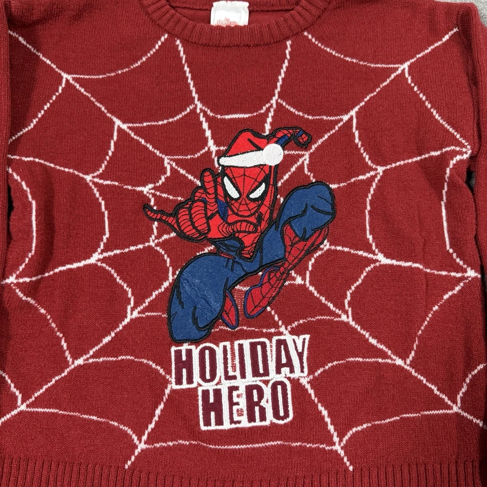 Suéter Marvel Spider-Man Tejido Vacaciones Manga Larga Juvenil Niño Talla 7 Rojo Foto 2 de 4