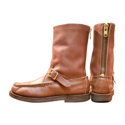 Russell Moccasin Zephyr Boots 8.5EE Brown Leather Vibram Back Zip