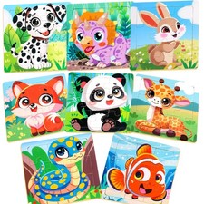 Puzzles for Toddlers 2-4, 9 Piece Animal Wooden 5.9 inches by
