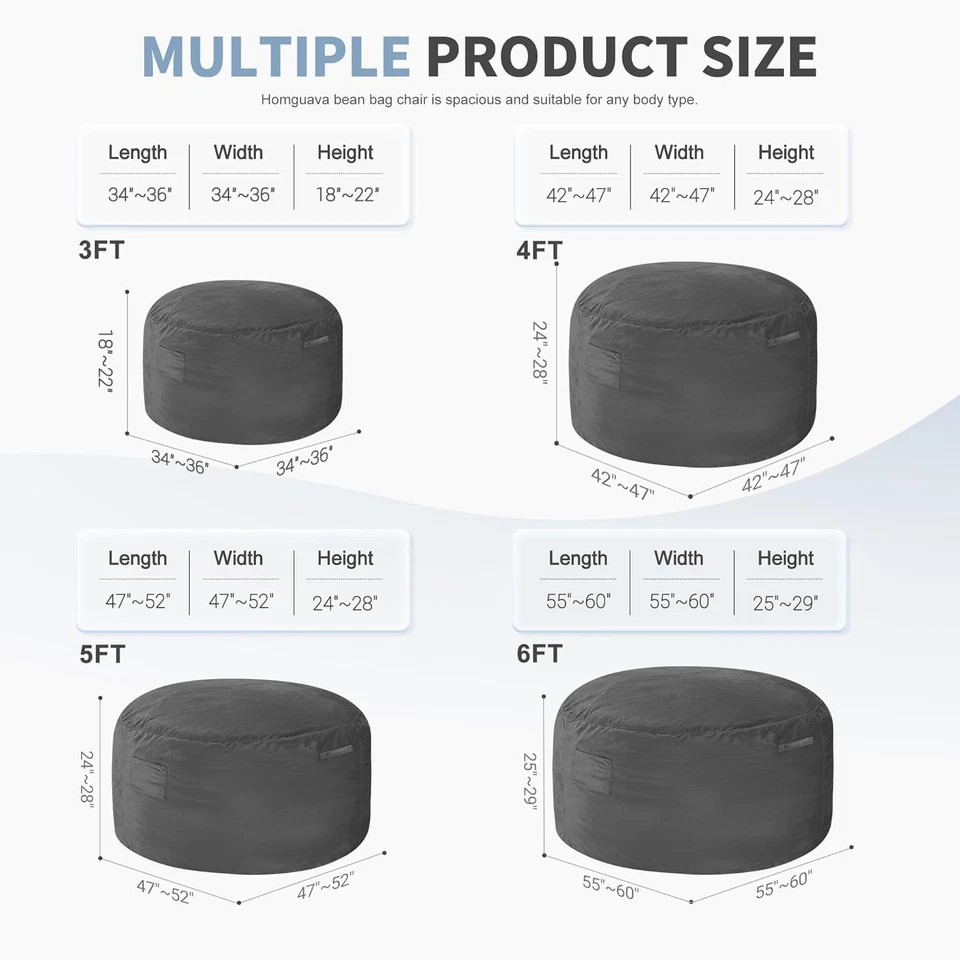 Cadeira BeanBag de espuma com memória gigante para adultos - Veludo holandês - Imagem 4 de 4