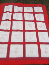 COLORFUL, Vintage New England QUILT, Embroidered Redwork, WINNIE THE POOH THEME