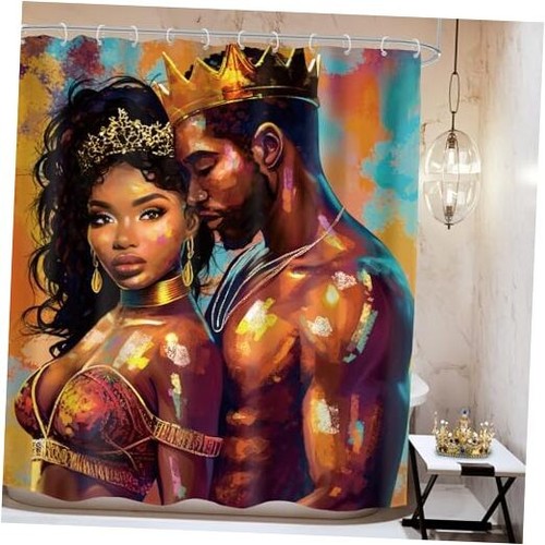 African American Shower Curtain Valentine 60"W x 72"L (Pack of 1) African 1