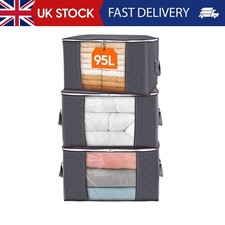 Large Capacity Clothes / bedding Storage Bag loft Organiser Zipper, 3 Pack, Grey
