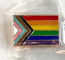 Rainbow Progressive Flag Tac Lapel Pin LGBTQ Ally Transgender BIPOC NEW