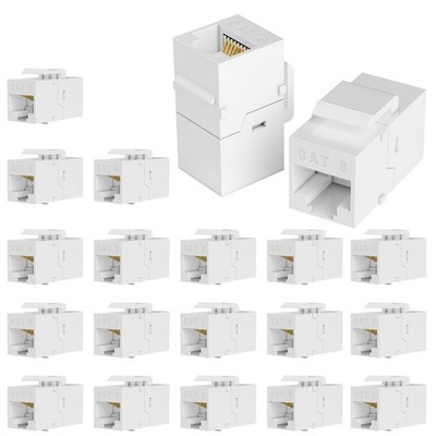 VANDESAIL RJ45 Coupler Cat6 Keystone Jack 20-Pack, Female to 20Pack, White