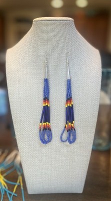 Brand New Authentic Navajo Beaded Fringe Earrings Southwest Seed Bead Long Dangl