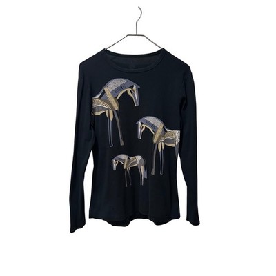 Kerrits Kids Large Black Long Sleeve Cotton Horse Graphic Print T-Shirt USA Made