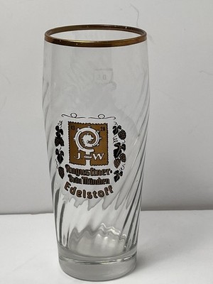 Augustiner Brau Munich Edelstoff 0.5l German Beer Stange Glass Gold Rim EUC
