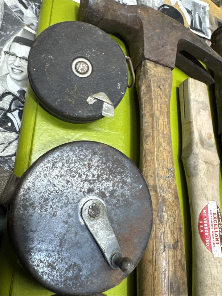 Antiguo y Vintage Lote de Herramientas Martillo Mango Plano Cincel Etc. Foto 3 de 4