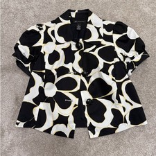 Vintage - I.N.C. Black and White Patterned Cropped Swing Jacket - size Small