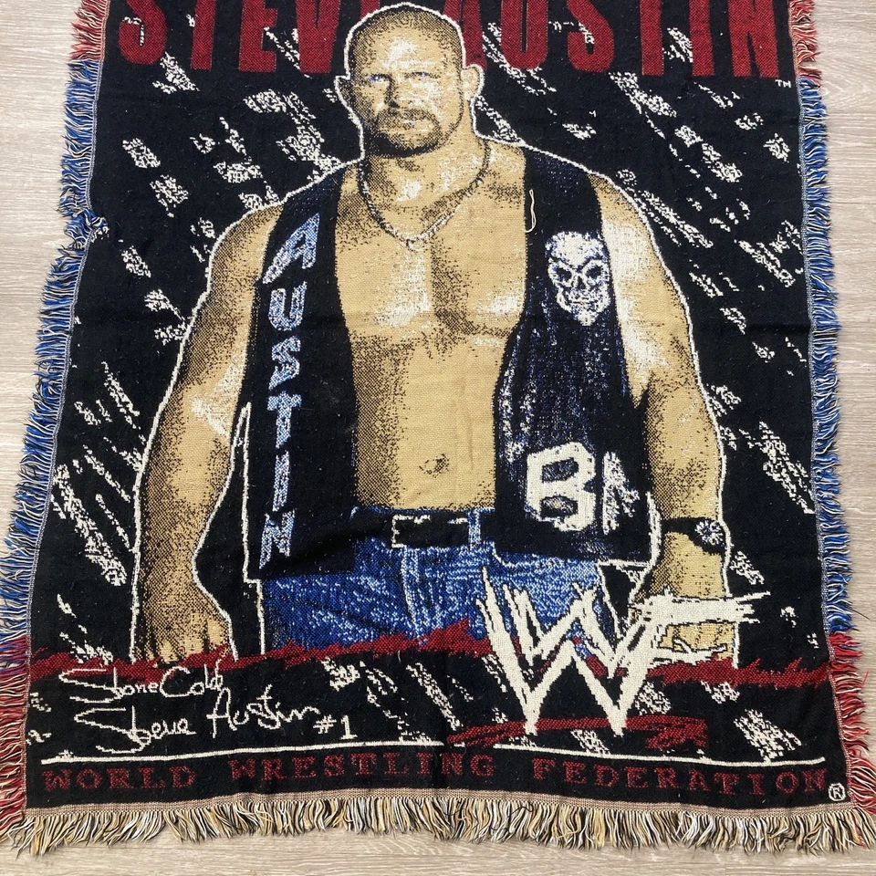 Cobertor frio de pedra Steve Austin WWE WWF lã bordado sofá de piquenique lance - Imagem 3 de 4