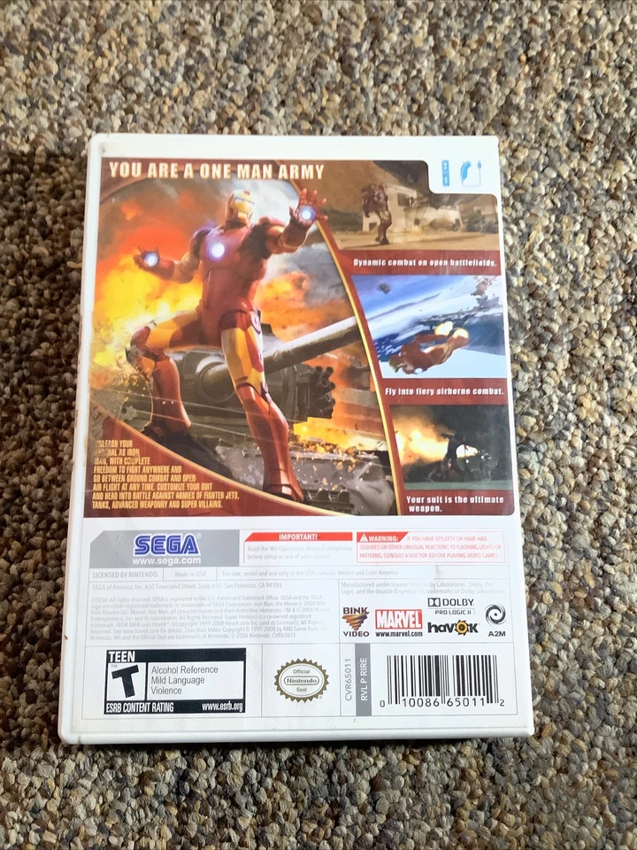 🦾 Iron Man (Nintendo Wii, 2008) – Complete w/ Manual – Very Good Condition - Image 3 of 3